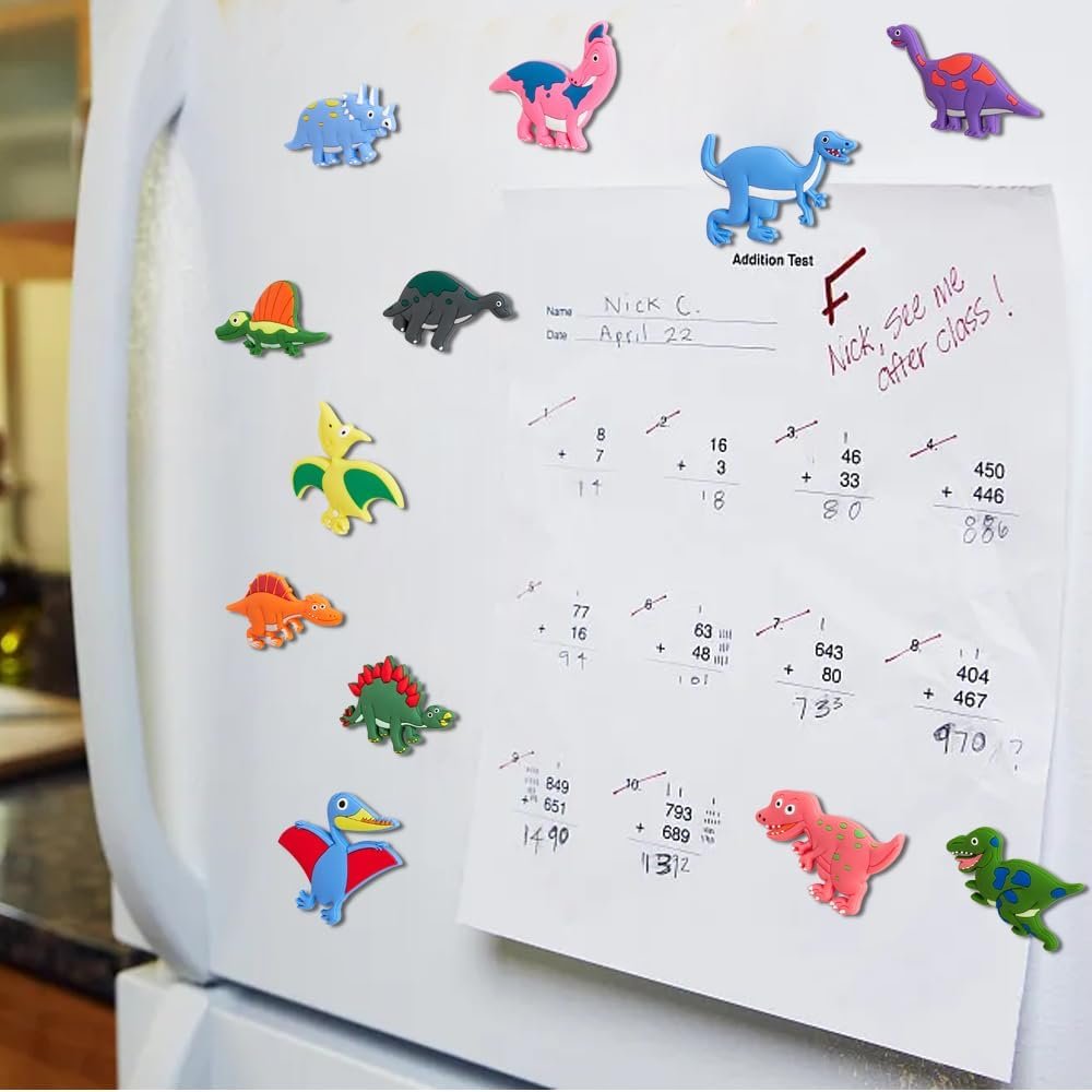 wholesale 12pcs funny creative dinosaur magnets for fridge, durable decorative magnets for home kitchen school educational toys whiteboard presentation factory & supplier oem