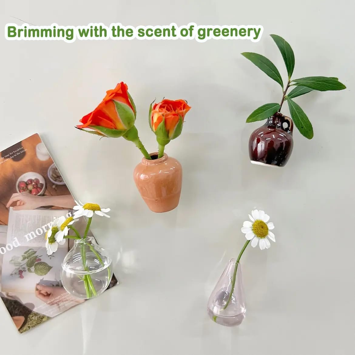 wholesale cute mini vase magnets for fridge - funny small plant magnets, tiny 3d ceramic vase fridge kitchen, office & refrigerator decor factory & supplier oem