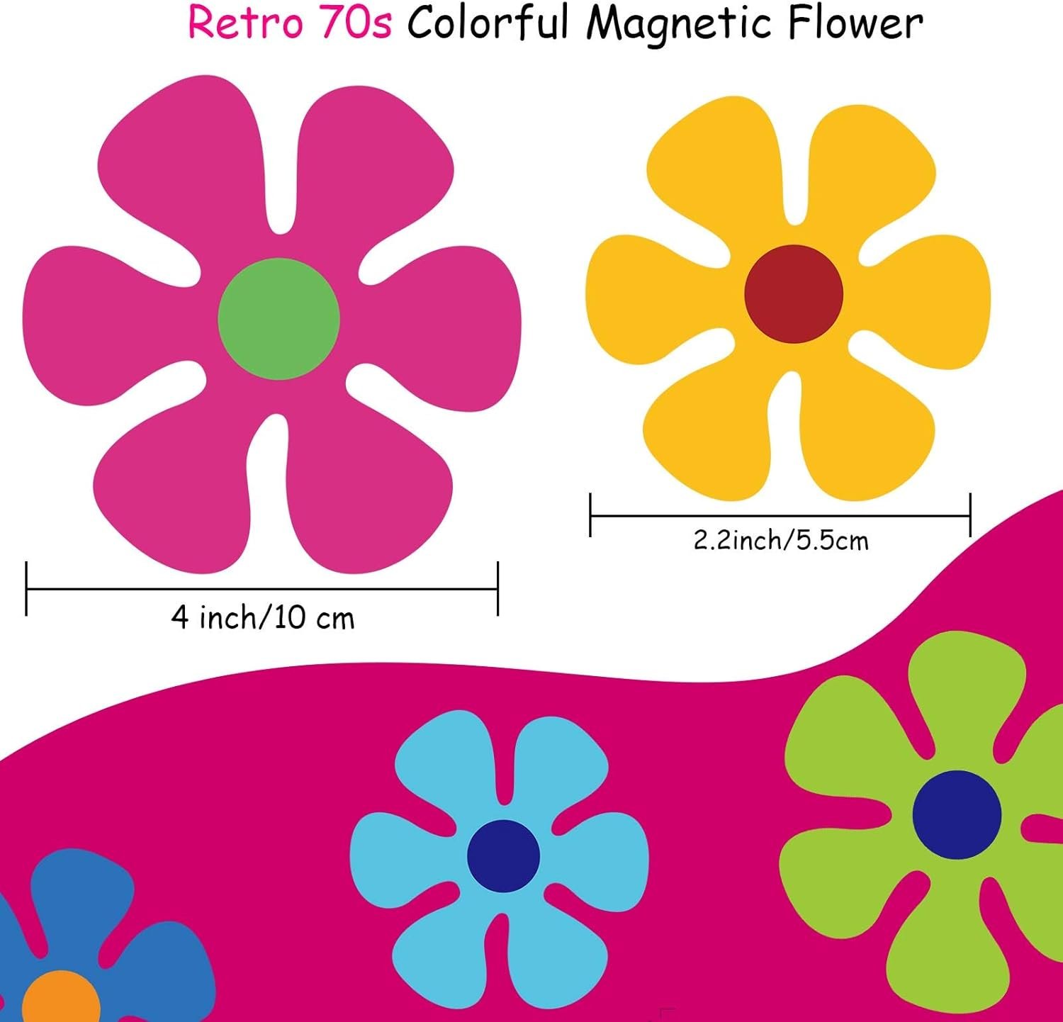 wholesale outus car flower magnet funny magnetic decals decorations cute fridge magnets 60s flower cutout magnet for car home door whiteboard refrigerator (16 pieces,3.9 x 3.9 inch, 2.2 x 2.2 inch) factory & supplier oem