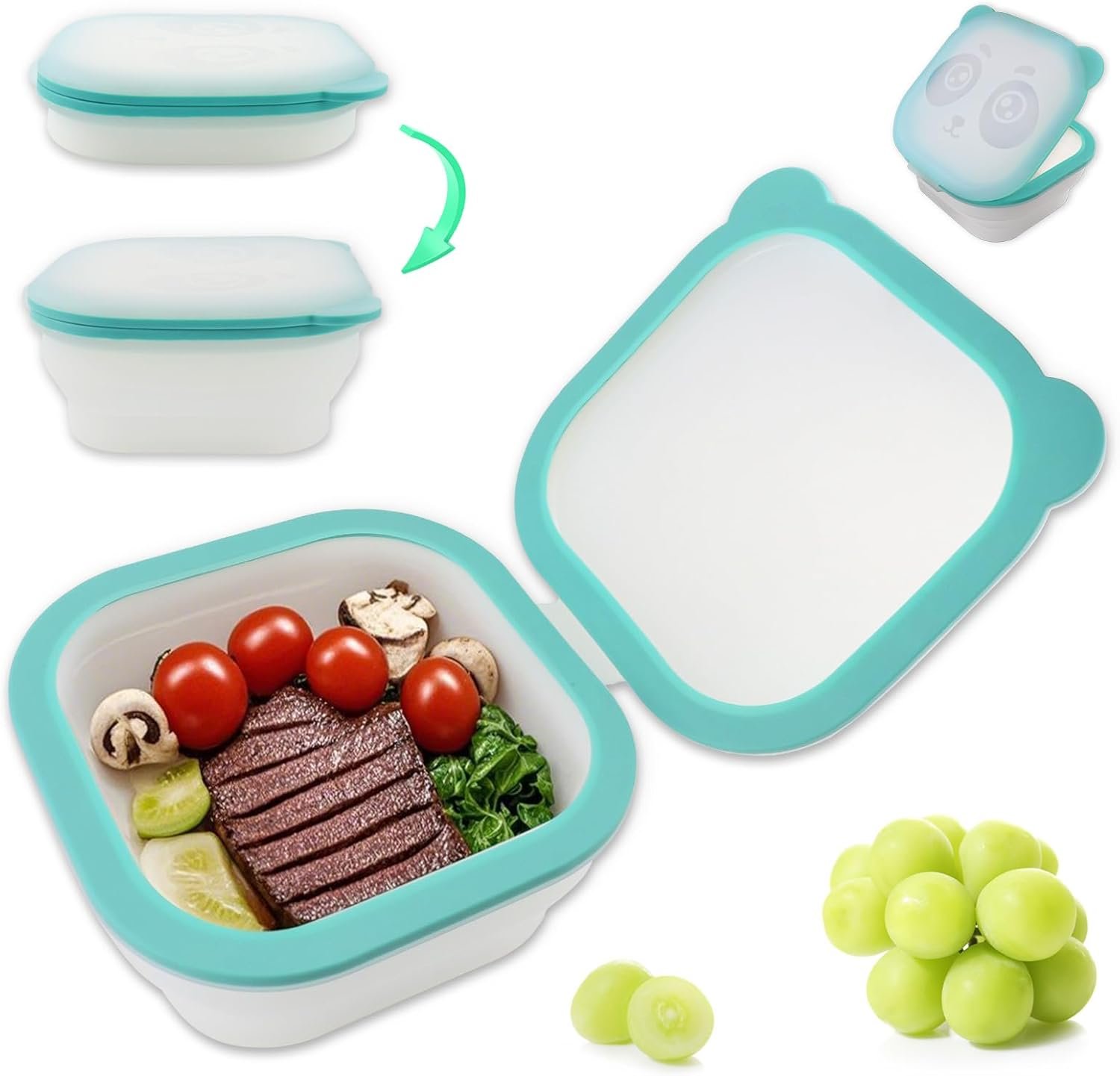 wholesale collapsible silicone magnetic food preservation container, refrigerator food preservation box, reusable 30 oz lucn box for camping travel and picnic factory & supplier oem