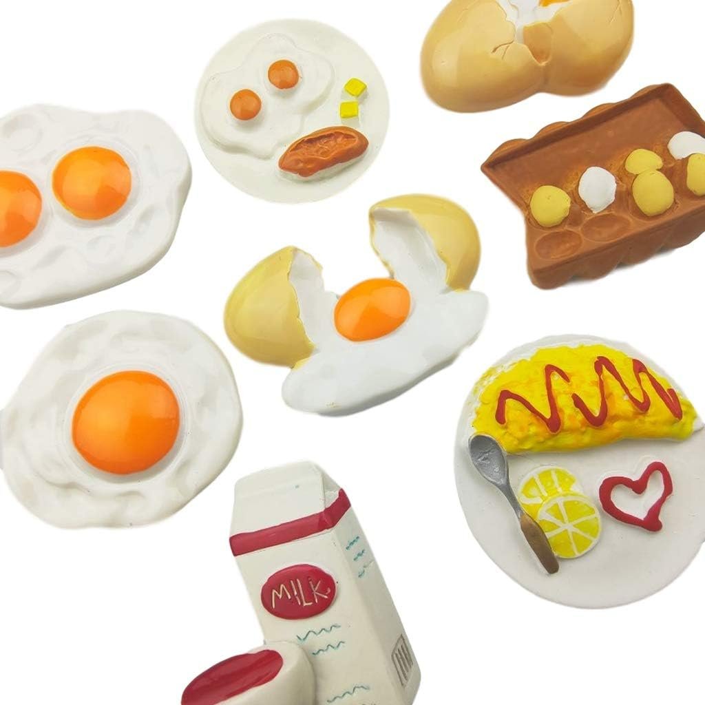 wholesale 8 pcs/set 3d resin refrigerator magnets series home decor fridge magnetic stickers photo office message kitchen accessories (breakfast egg series) factory & supplier oem