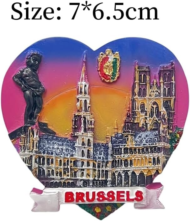wholesale 3d belgium brussels fridge magnet travel souvenir with landmark and character design, decorative refrigerator magnet factory & supplier oem