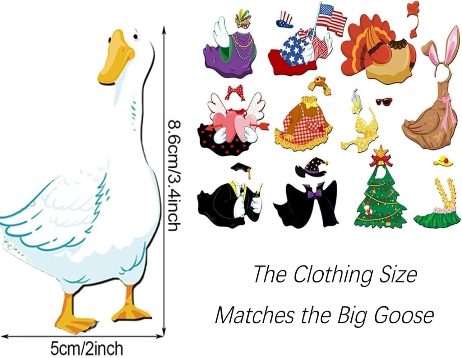 wholesale emilye292 fridge goose magnets, goose dress up magnet set, 3pcs goose magnets for fridge with 11pcs different festival outfit funny seasonal holiday sign home decoration for car refrigerators factory & supplier oem