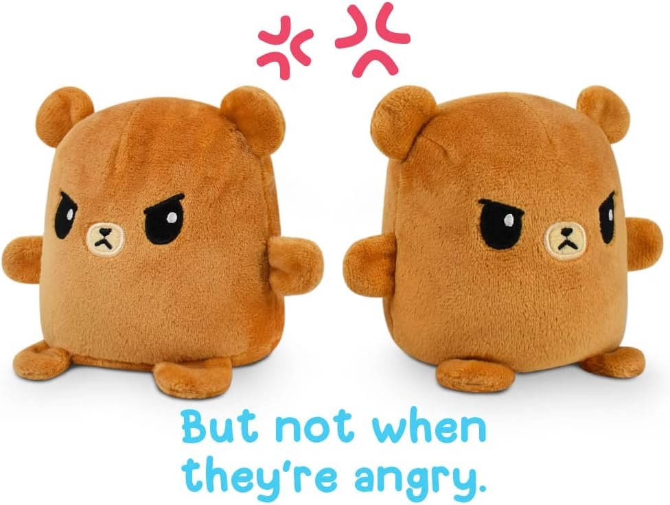 wholesale teeturtle - plushmates - magnetic reversible plushies that hold hands when happy - brown bear - huggable and soft sensory fidget toy stuffed animals that show your mood - gift for kids and adults! factory & supplier oem
