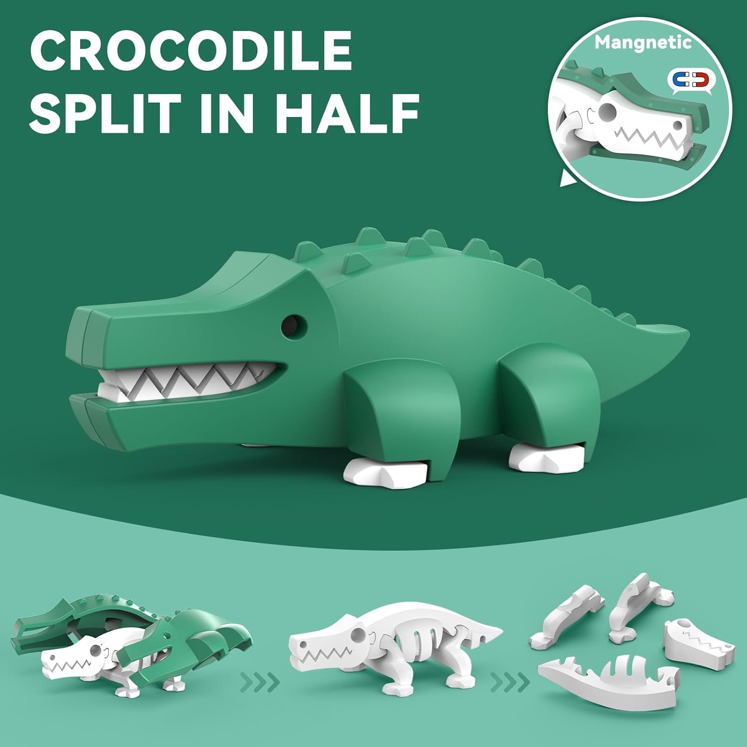 wholesale magnetic animal building toys, stem toddler learning toys 3d puzzle animals for boys girls, educational magnetic travel montessori toy lion elephant crocodile, unique birthday gift for kids 3 4 5 6 7 factory & supplier oem