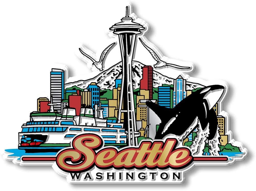 wholesale seattle city magnet by classic magnets, collectible souvenirs made in the usa, 4.5