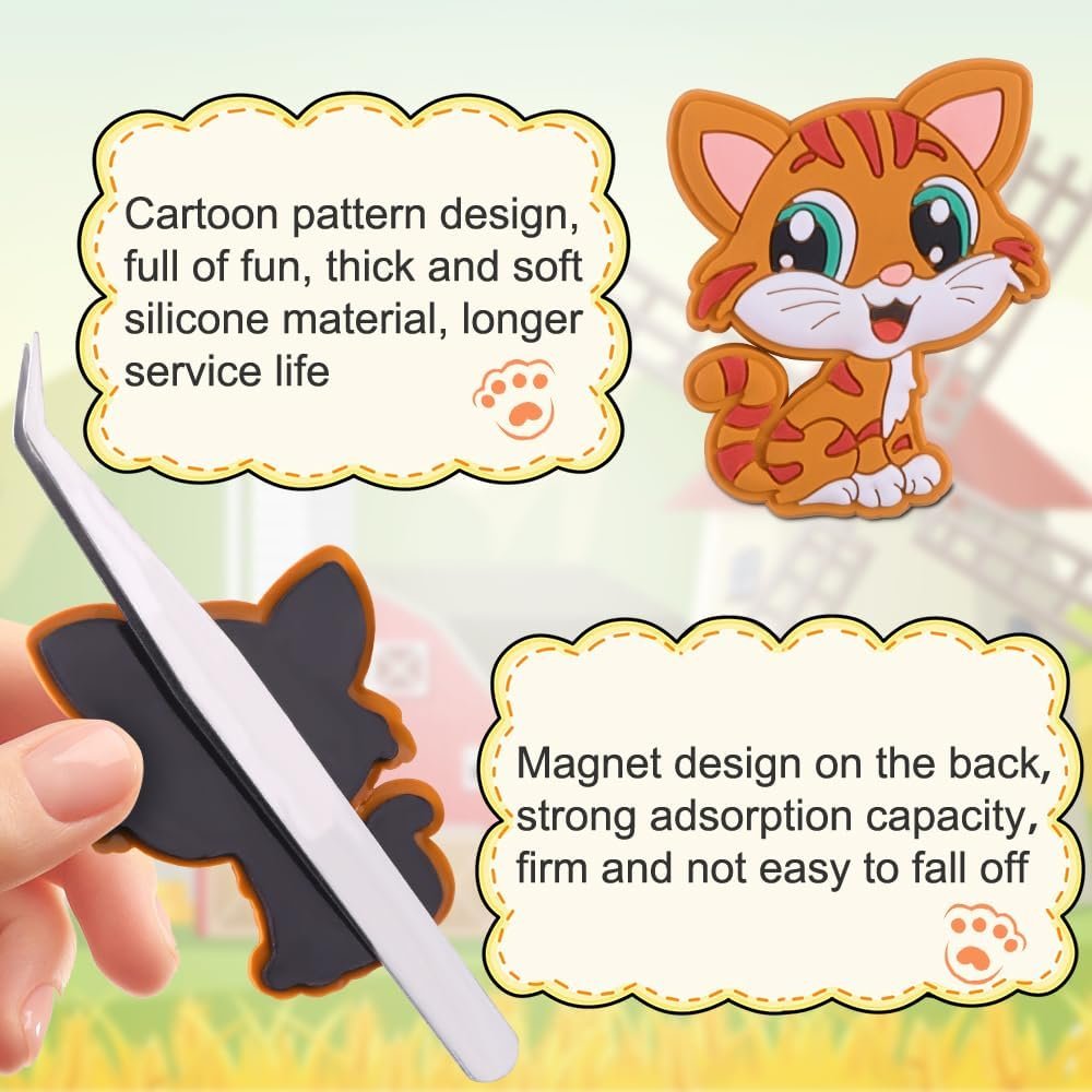 wholesale yujun 12pcs fridge magnets for kids,cute vivid farm animals refrigerator magnets toys for fridge baby educational present full back magnetic toddler magnets factory & supplier oem