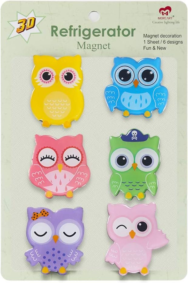 wholesale 6-pack fridge magnets for kids adults refrigerator magnets cute owl ornament funny decor for kitchen office classroom whiteboard lockers, magnet set ideal gift by morcart (6pcs-owl) factory & supplier oem