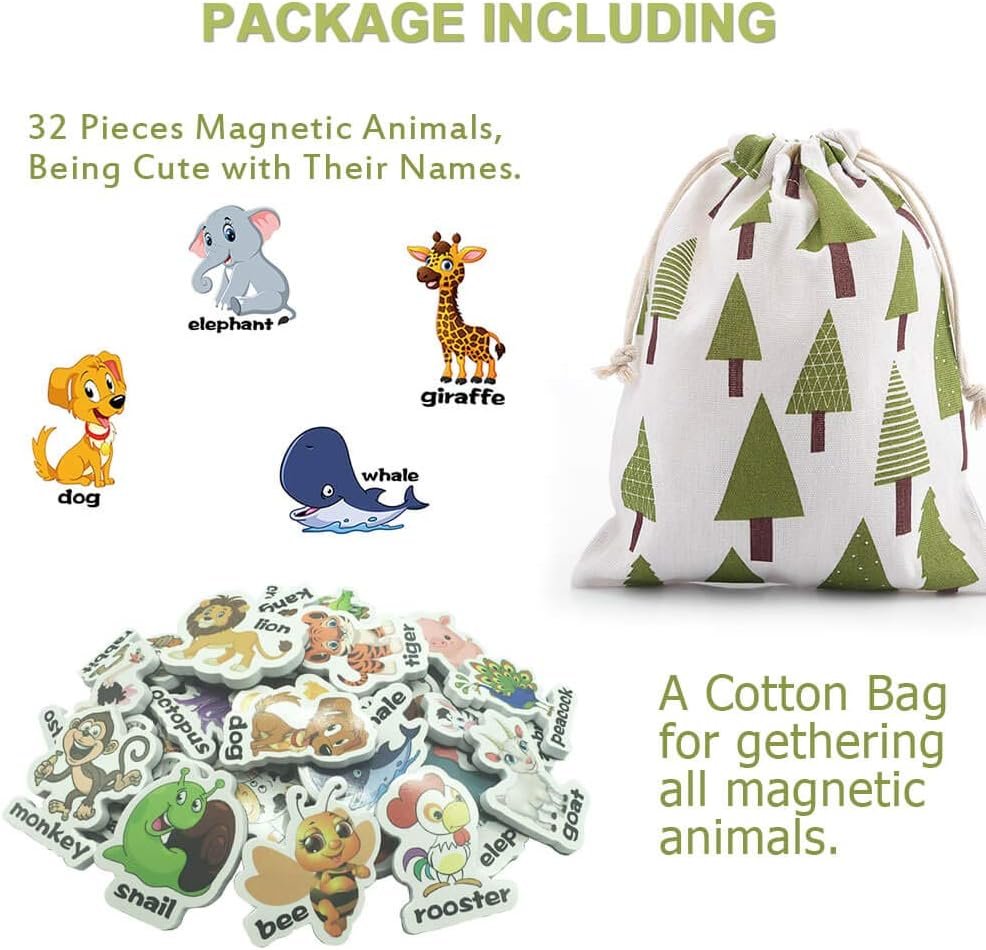 wholesale animal magnets letters refrigerator for kids toddlers 1-3, 32 fridge magnetic animal toys set with clear & big letters educational spelling early learning tool factory & supplier oem