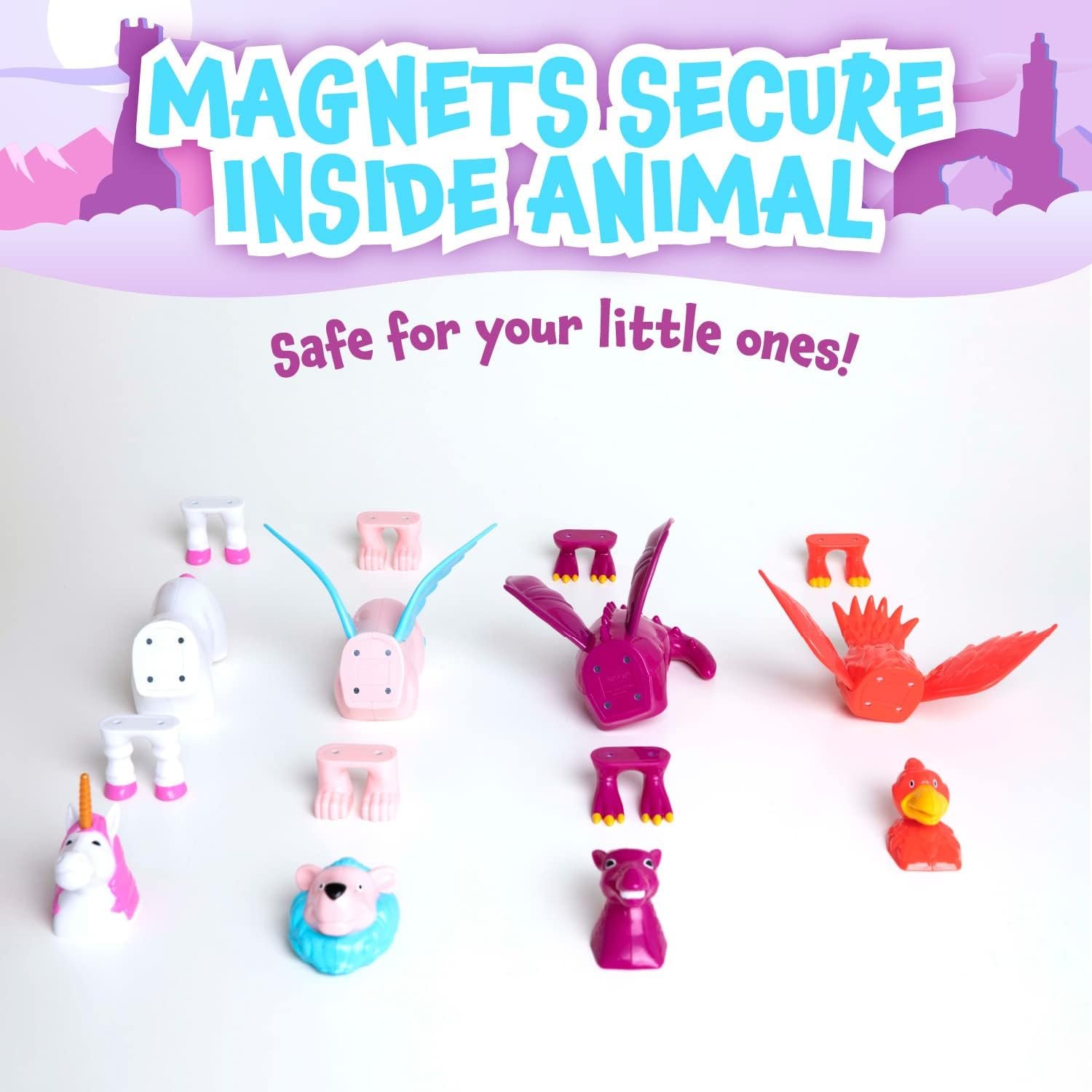 wholesale popular playthings magnetic mix or match pastel mythical kingdom toy play set, 15 pieces factory & supplier oem