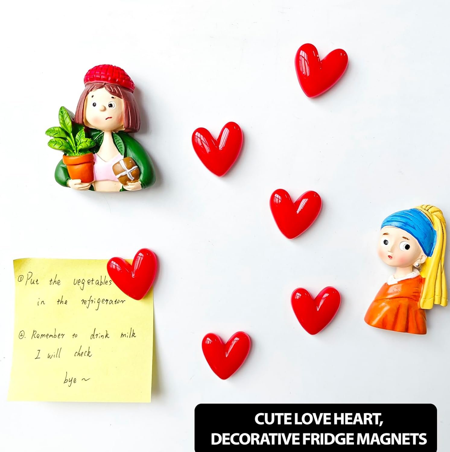 wholesale 12pcs love heart refrigerator magnets cute magnet for fridge 1.07 * 1.07 inch middle size red color love heart decorative whiteboard magnet set factory & supplier oem