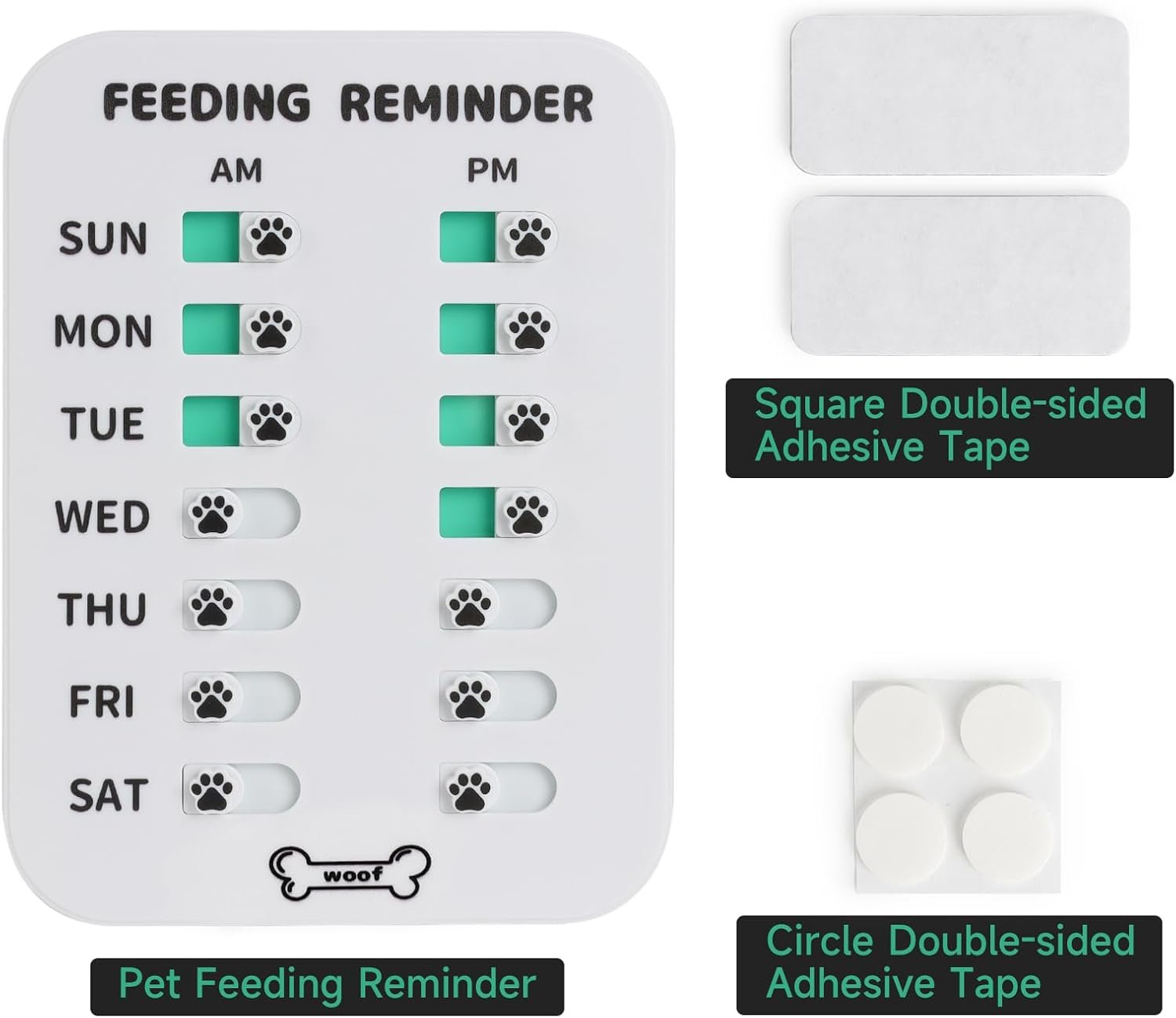wholesale yauyik dog feeding reminder, magnetic reminder sticker, am/pm daily indication chart feed your pets, fridge magnets and double sided tape, helps you to track pet feeding & medication (white) factory & supplier oem