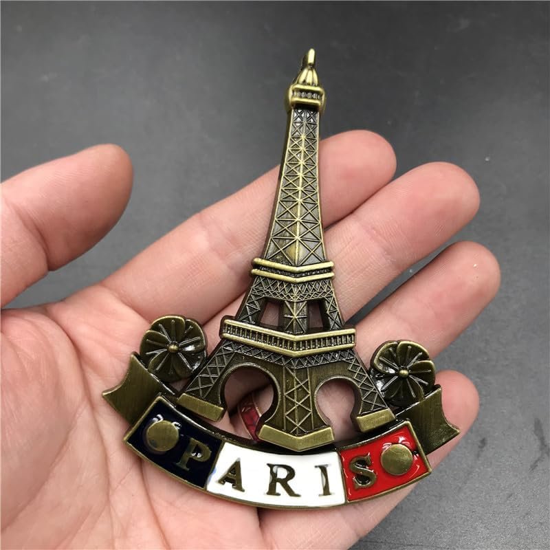 wholesale 3d metal eiffel tower paris magnet, silver, 1 count, 1 inch x 1 inch x 0.2 inch, classical, vintage, refrigerator magnet factory & supplier oem