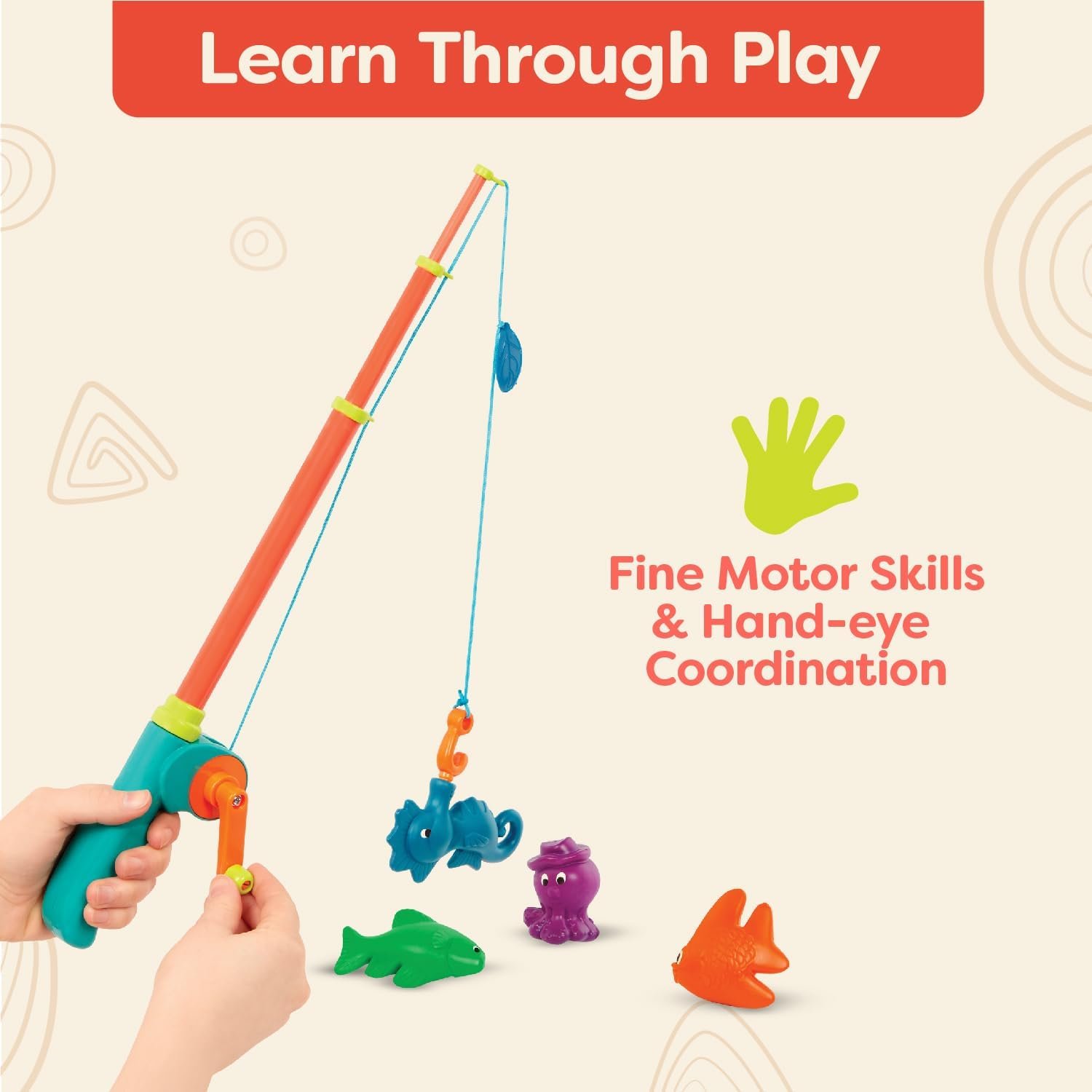 wholesale b. toys - little fisher's kit magnetic fishing playset - 2 rods & 8 color-changing sea animals for pool, tub play - educational toddler toys for hand-eye coordination - ages 3+ factory & supplier oem