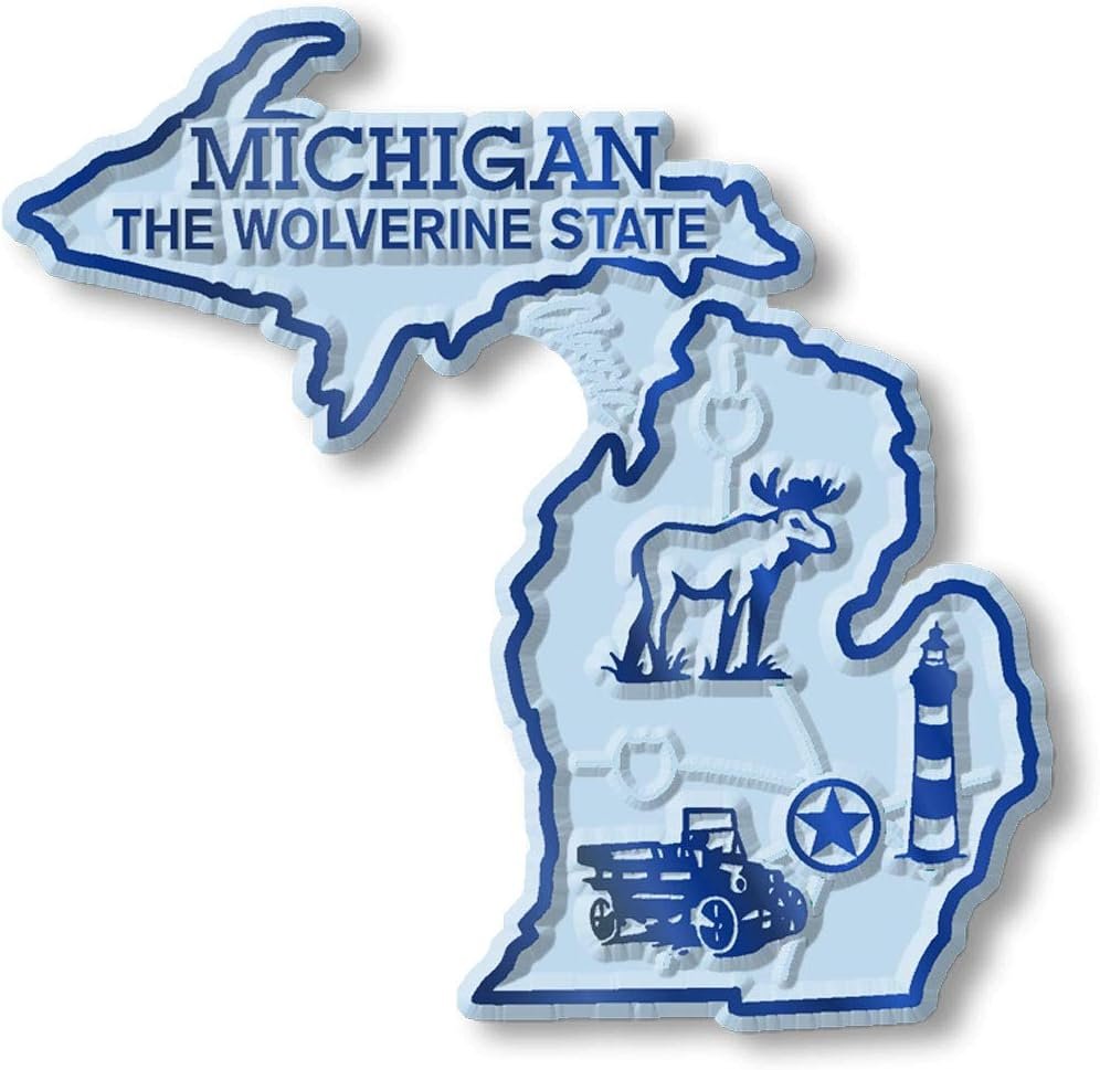 wholesale michigan six-piece state magnet set by classic magnets, includes 6 unique designs, collectible souvenirs made in the usa factory & supplier oem