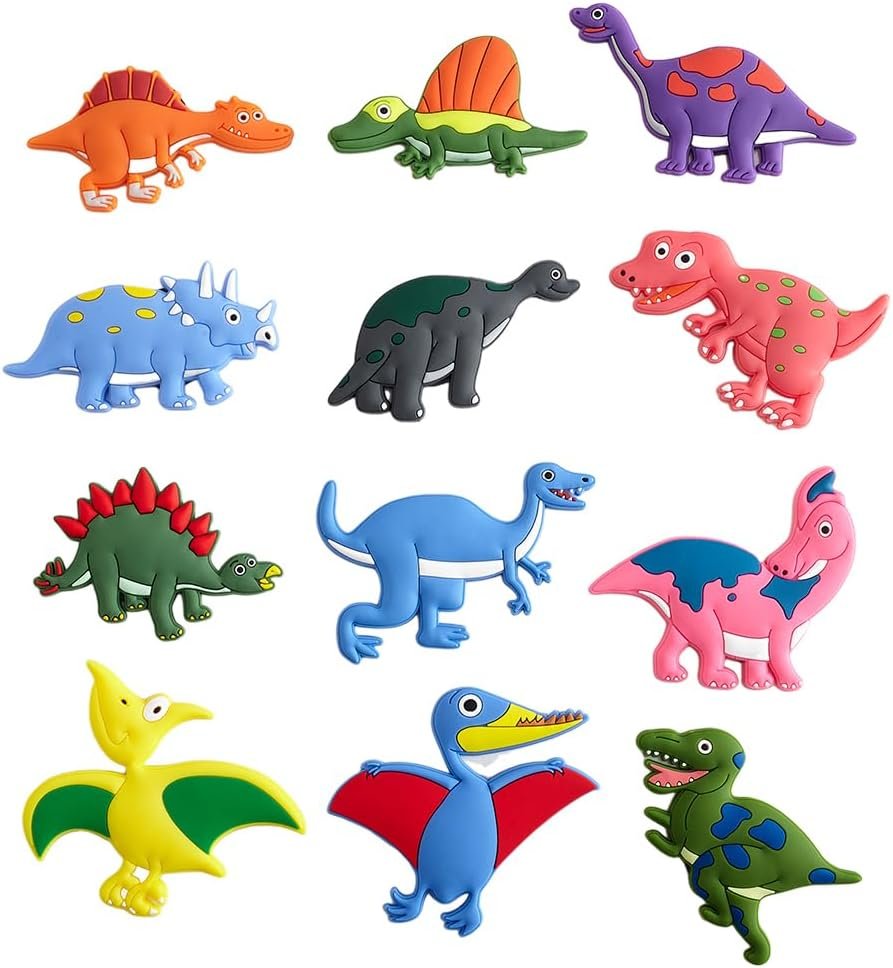 wholesale 12pcs funny creative dinosaur magnets for fridge, durable decorative magnets for home kitchen school educational toys whiteboard presentation factory & supplier oem