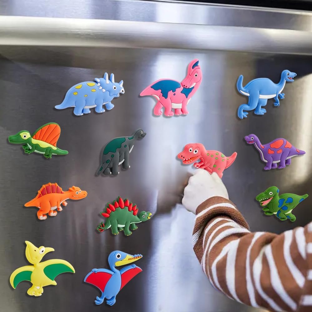wholesale 12pcs funny creative dinosaur magnets for fridge, durable decorative magnets for home kitchen school educational toys whiteboard presentation factory & supplier oem