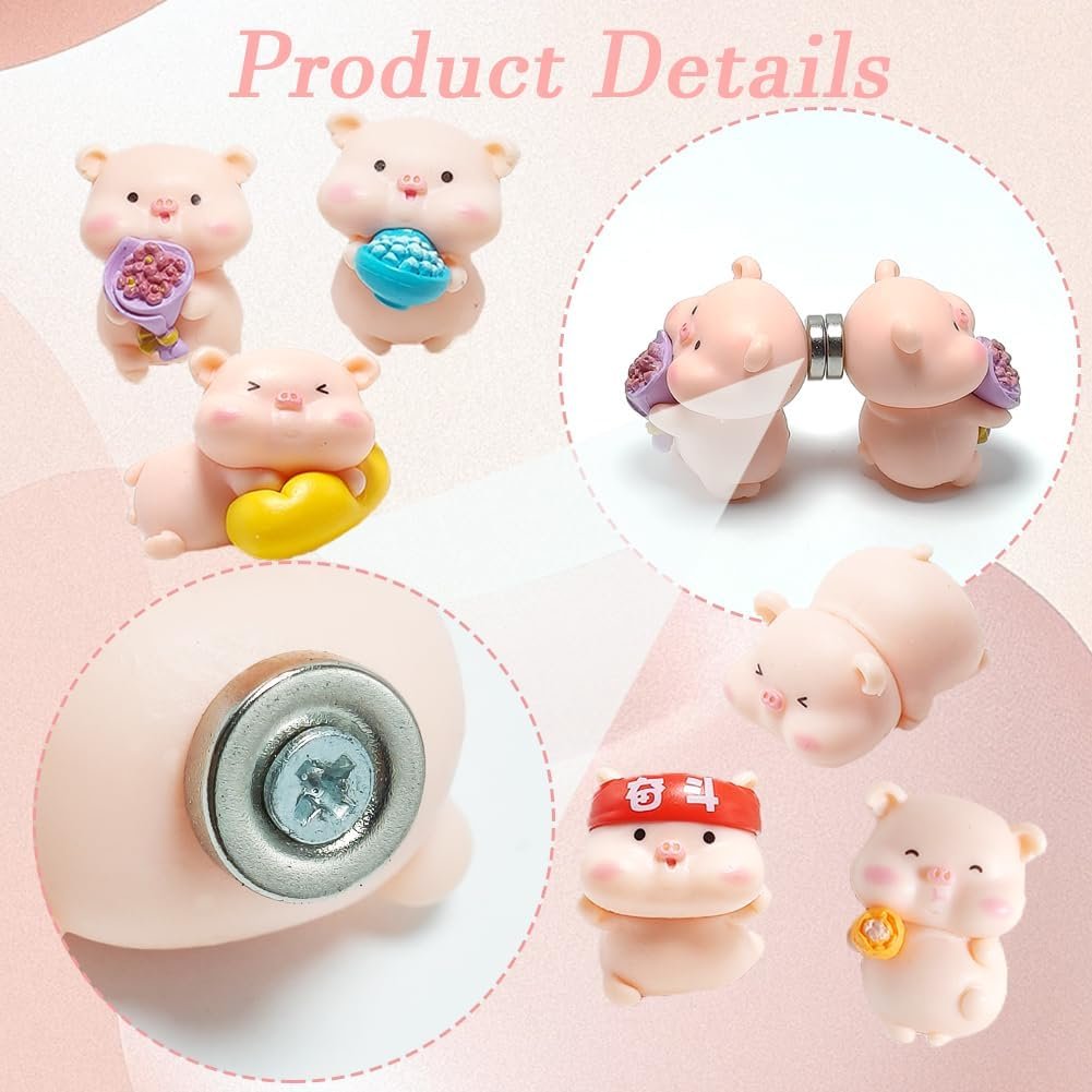 wholesale animal magnets refrigerator, glrovazas 12pcs locker, funny magnets, resin pig decorative magnets for classroom kitchen office factory & supplier oem