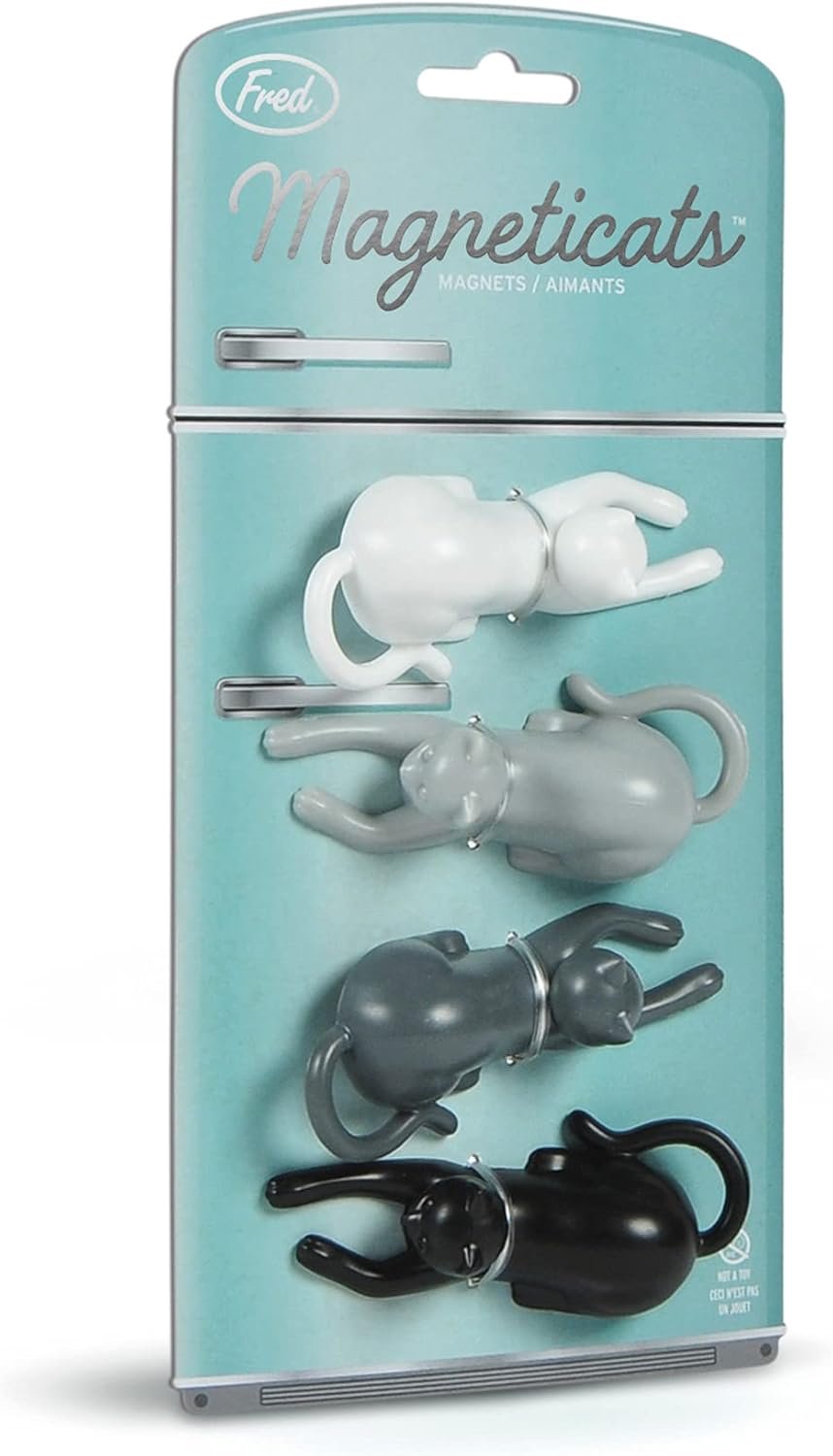 wholesale genuine fred magneticats set of 4 cat magnets - fun for the kitchen refrigerator, office, or classroom - packed on a sturdy retro fridge backer card - great gift and stocking stuffer for cat lovers factory & supplier oem