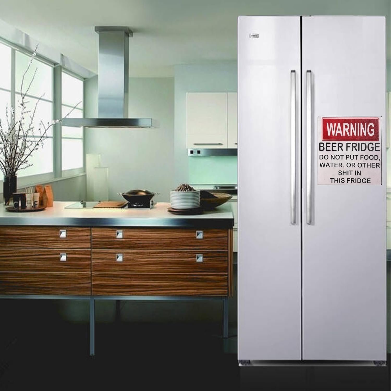 wholesale funny beer fridge stickers warning beer fridge magnet hilarious beer fridge warning sign beer stickers magnet do not put food, water, or other shit in this fridge for home bar decorations (1pcs) factory & supplier oem