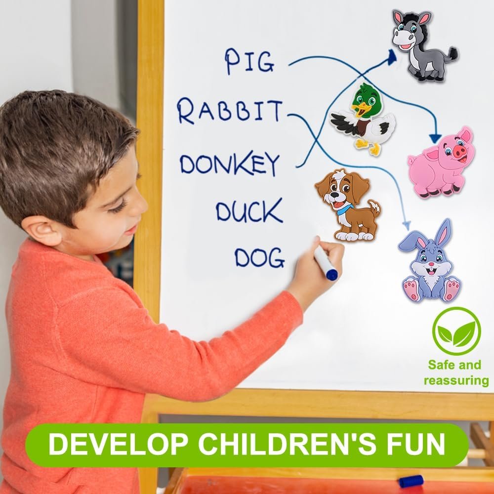 wholesale yujun 12pcs fridge magnets for kids,cute vivid farm animals refrigerator magnets toys for fridge baby educational present full back magnetic toddler magnets factory & supplier oem