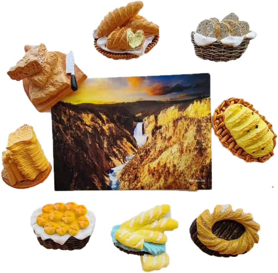 wholesale 8 pcs/set 3d resin refrigerator magnets series home decor fridge magnetic stickers photo office message kitchen accessories (country bread series) factory & supplier oem