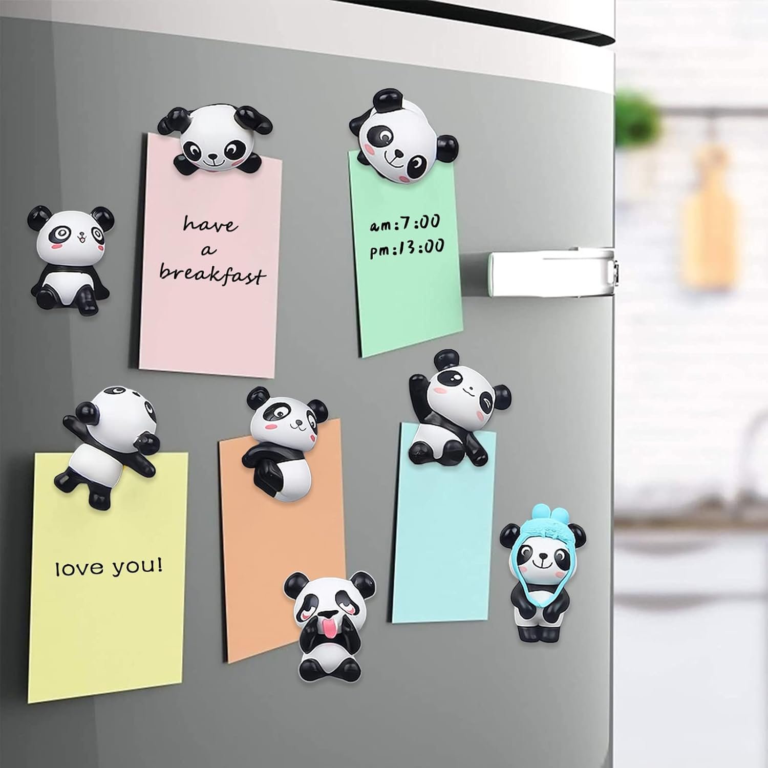 wholesale panda refrigerator magnets,8 pack decorative fridge magnets,3d animals resin strong cute decorations for home office whiteboard kitchen,kfblaiming magnetic funny board gifts for adults factory & supplier oem