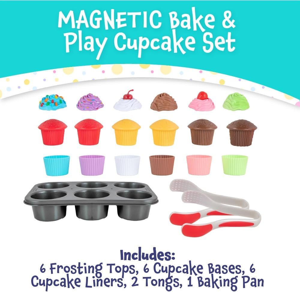 wholesale magnetic bake & play cupcake toy set, bakery pretend play for toddlers, 20 pieces factory & supplier oem