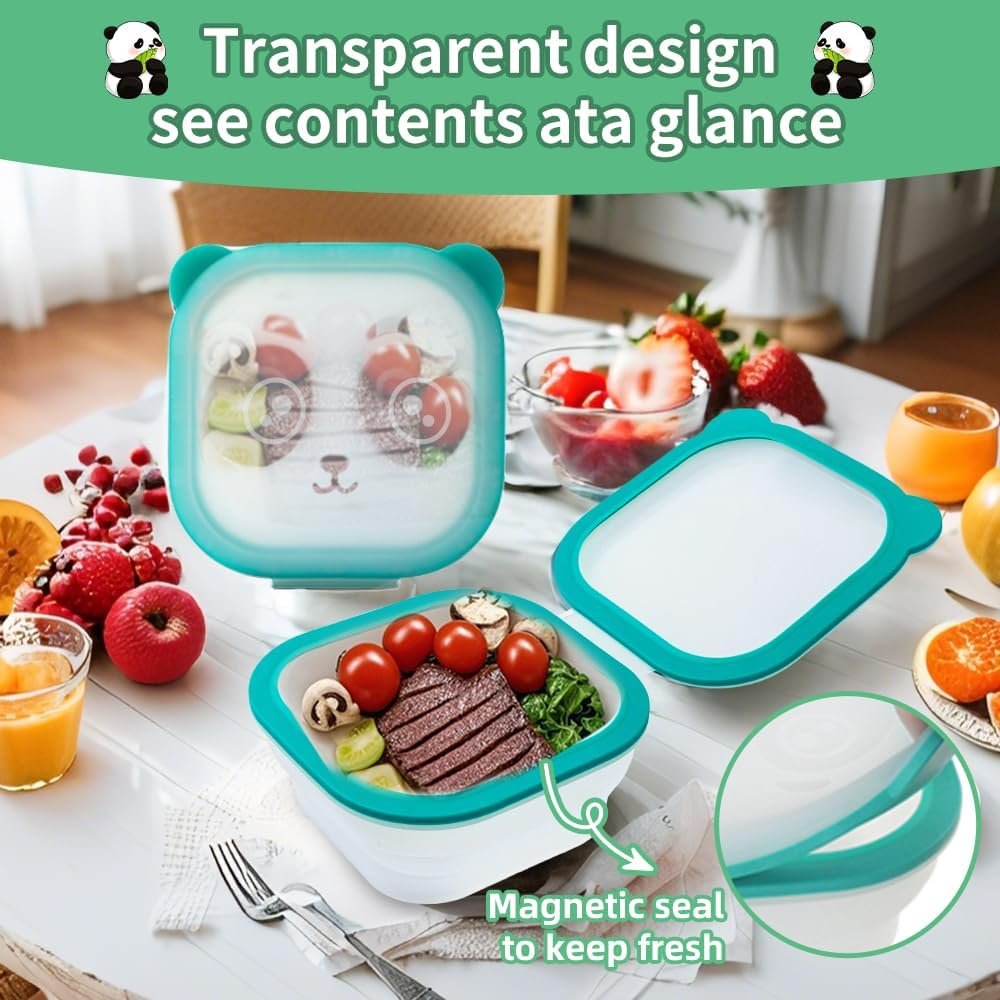 wholesale collapsible silicone magnetic food preservation container, refrigerator food preservation box, reusable 30 oz lucn box for camping travel and picnic factory & supplier oem