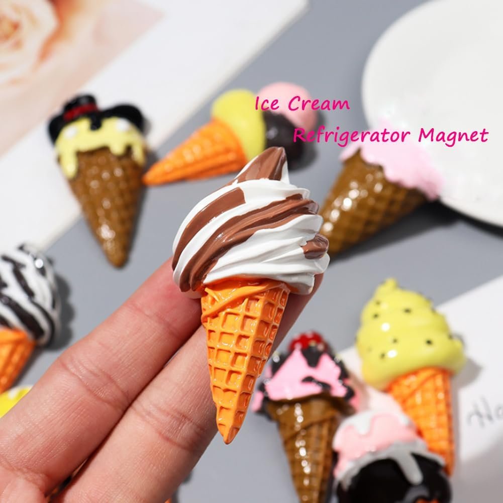 wholesale 12 pcs refrigerator magnet, magnetic sticker 3d resin ice cream refrigerator magnets decorative fridge magnets for kitchen home decoration office whiteboard factory & supplier oem