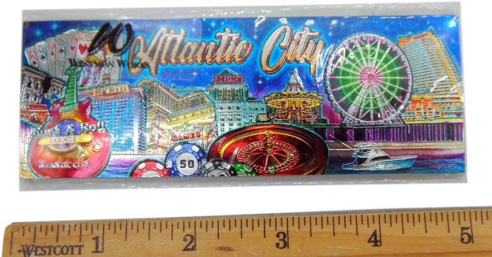 wholesale atlantic city magnet souvenir retro vacation memory fridge new jersey gambling décor, 3 1/2 inch long factory & supplier oem