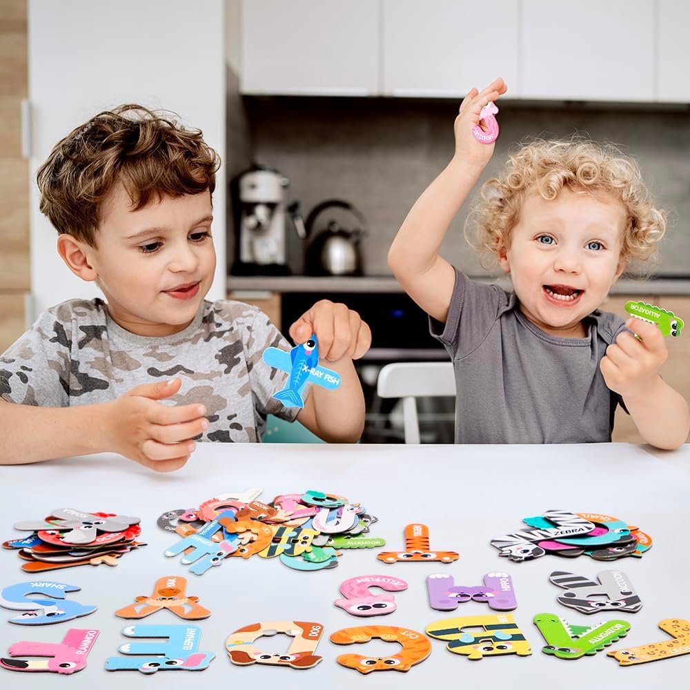 wholesale joyin magnetic letters, animal alphabet fridge magnets for toddlers 3 4 5 years old, 26 uppercase refrigerator magnets, large size abc educational spelling learning toys for kids factory & supplier oem