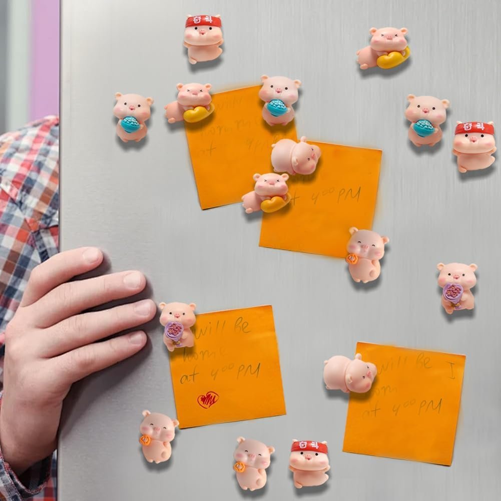 wholesale animal magnets refrigerator, glrovazas 12pcs locker, funny magnets, resin pig decorative magnets for classroom kitchen office factory & supplier oem