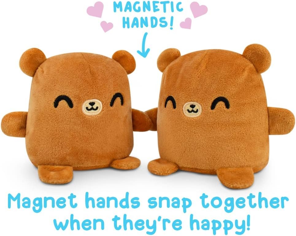 wholesale teeturtle - plushmates - magnetic reversible plushies that hold hands when happy - brown bear - huggable and soft sensory fidget toy stuffed animals that show your mood - gift for kids and adults! factory & supplier oem