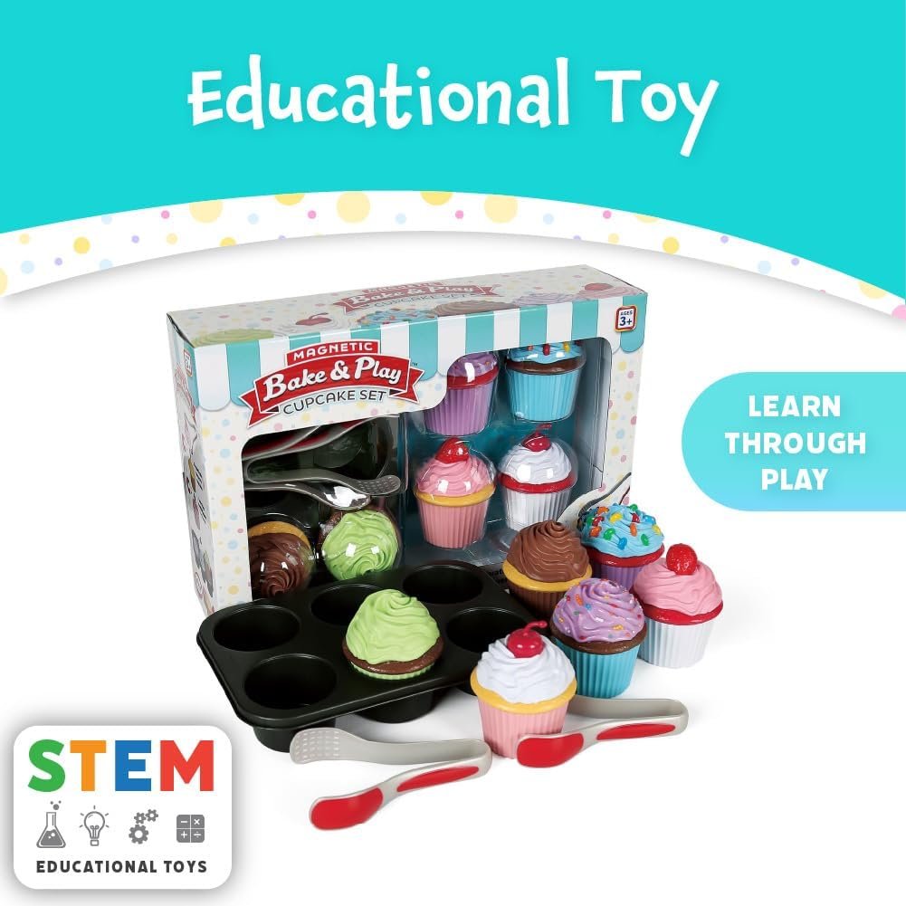 wholesale magnetic bake & play cupcake toy set, bakery pretend play for toddlers, 20 pieces factory & supplier oem
