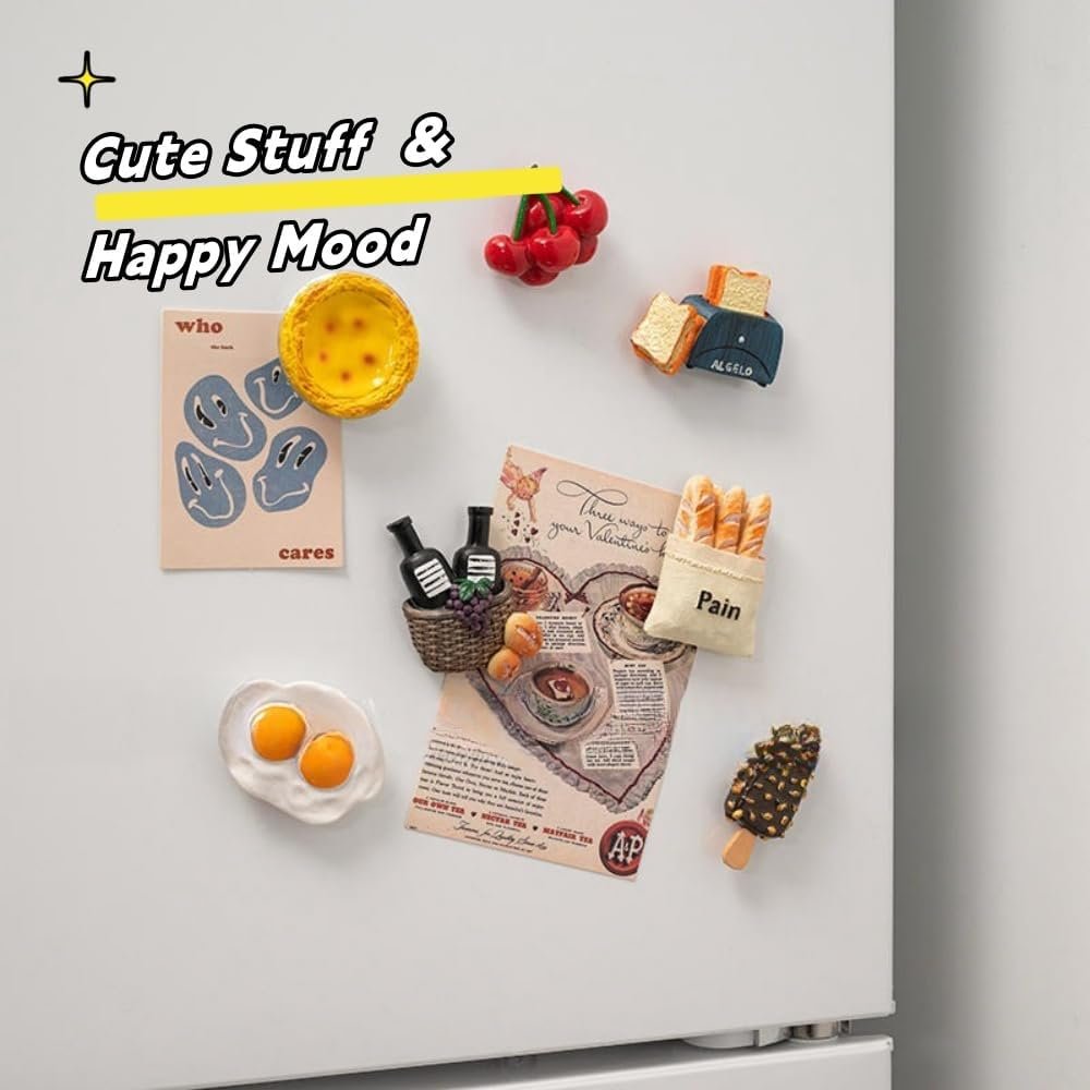 wholesale food refrigerator magnets for home kitchen decor, funny decorative fridge magnets, miniature food mode, with eggs coffee mug bread magnet factory & supplier oem