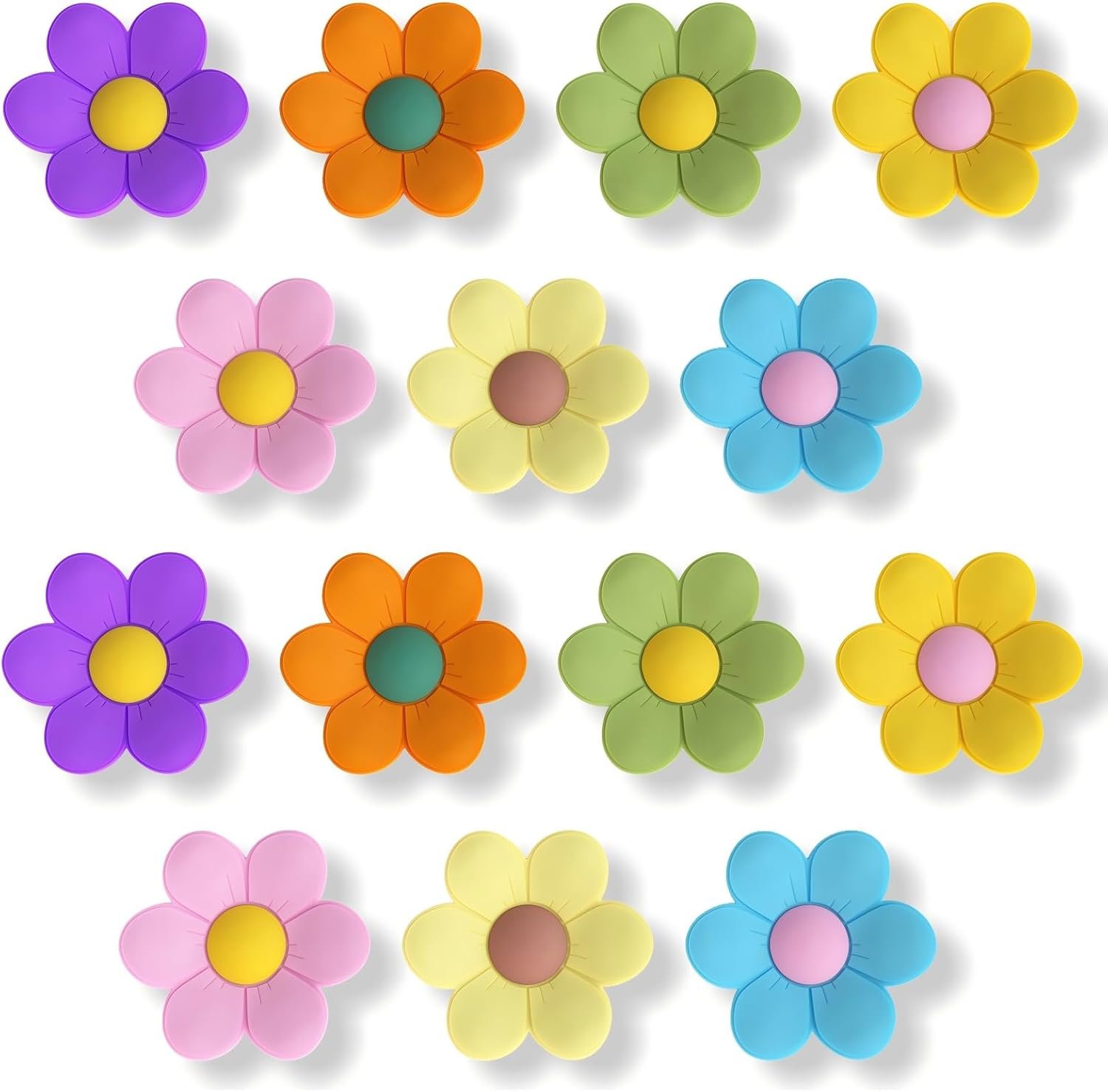 wholesale 14 pcs flower fridge magnets, 3d colorful decorative strong refrigerator magnets, cute locker magnets accessories for whiteboard kitchen office factory & supplier oem