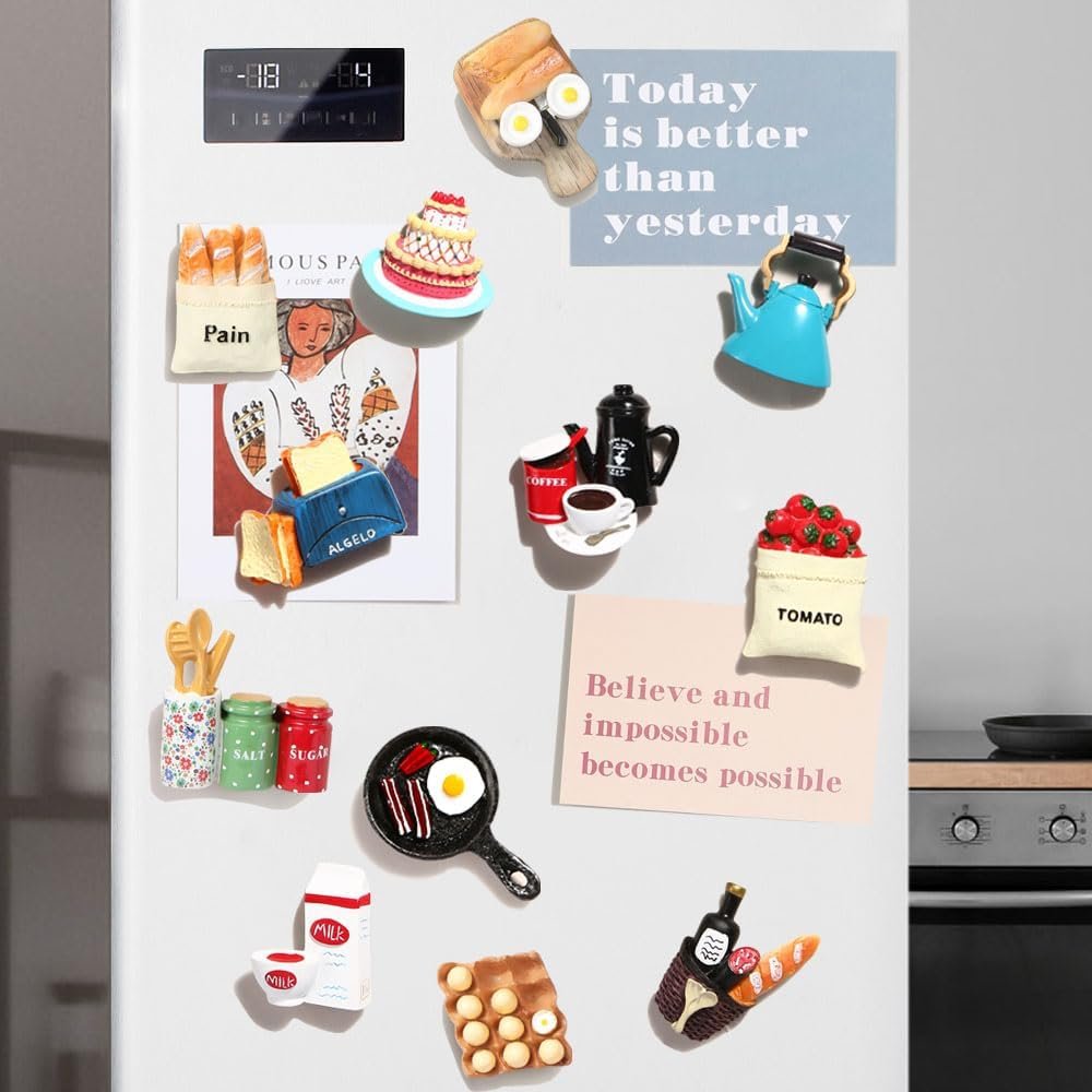 wholesale 12pcs food fridge magnets for fridge fun cute magnet refrigerator stickers for kitchen magnet decorative strong resin magnets home decor office factory & supplier oem