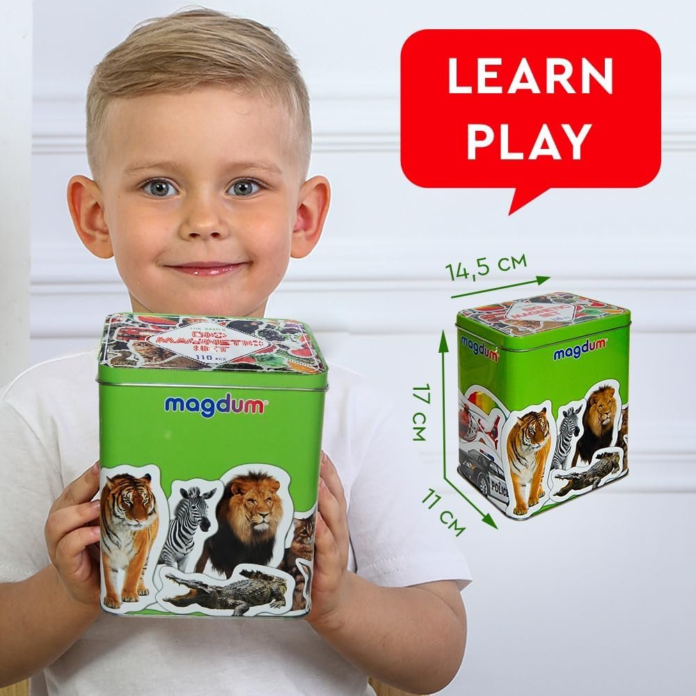 wholesale 110 fridge magnet for toddlers in gift tin box kids magnets for fridge - realistic magnetic animals for refrigerator - safe educational materials for baby: zoo, farm, fruits, vegetables, transport factory & supplier oem