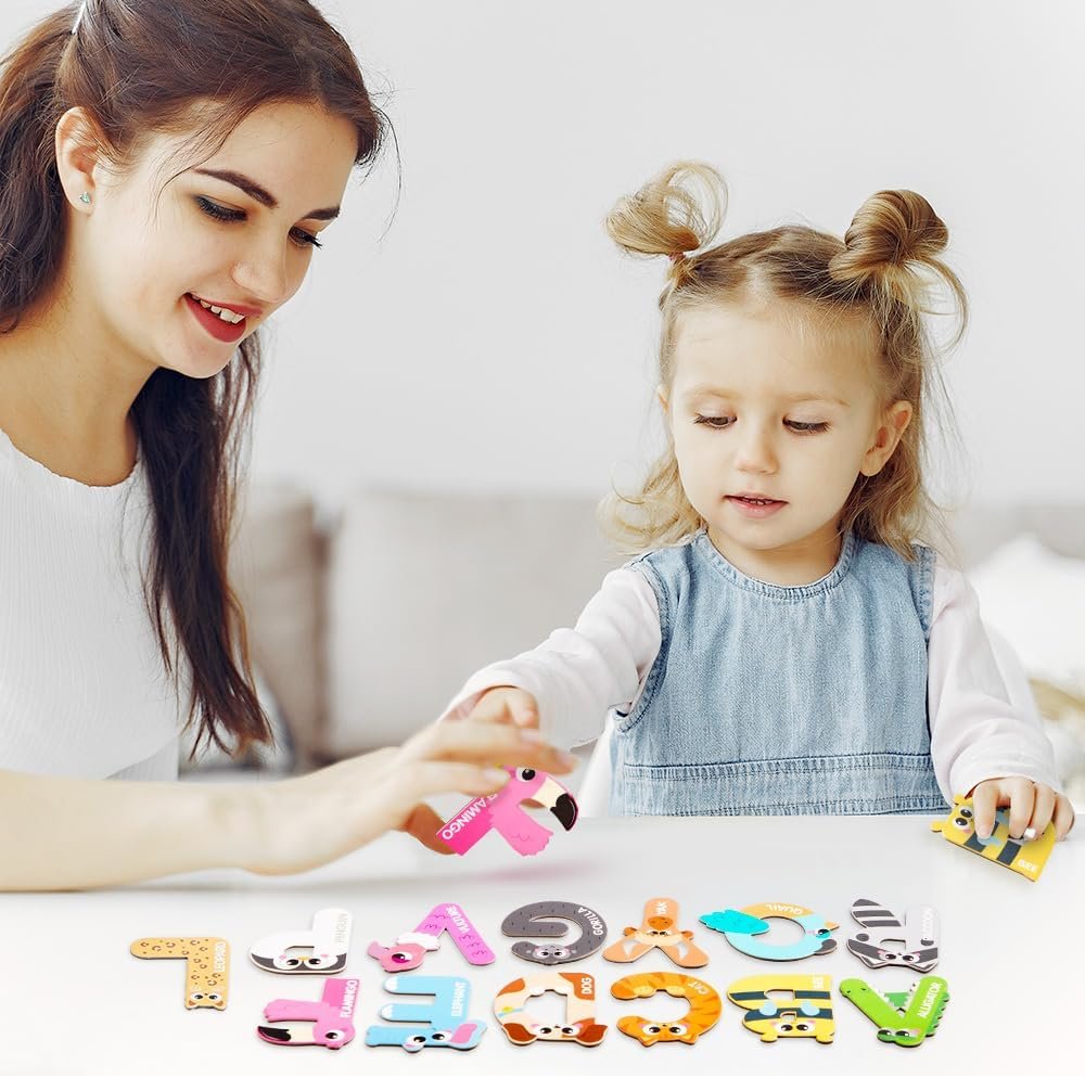 wholesale joyin magnetic letters, animal alphabet fridge magnets for toddlers 3 4 5 years old, 26 uppercase refrigerator magnets, large size abc educational spelling learning toys for kids factory & supplier oem