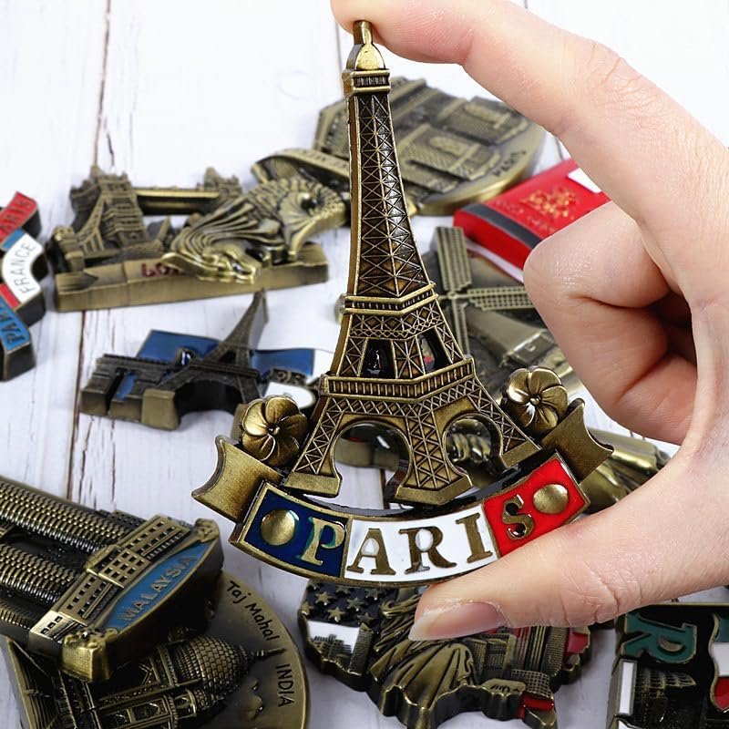 wholesale 3d metal eiffel tower paris magnet, silver, 1 count, 1 inch x 1 inch x 0.2 inch, classical, vintage, refrigerator magnet factory & supplier oem
