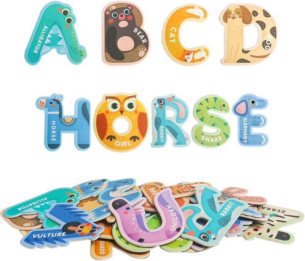 wholesale usatdd jumbo magnetic letters colorful abc alphabet animal shape toys large uppercase refrigerator fridge magnets preschool educational toy set learning spelling game for 3 4 5 year old toddler kids factory & supplier oem
