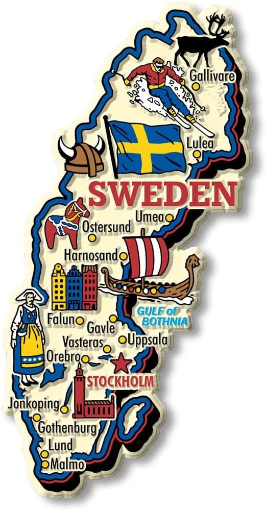 wholesale sweden jumbo country map magnet by classic magnets, collectible souvenirs made in the usa factory & supplier oem