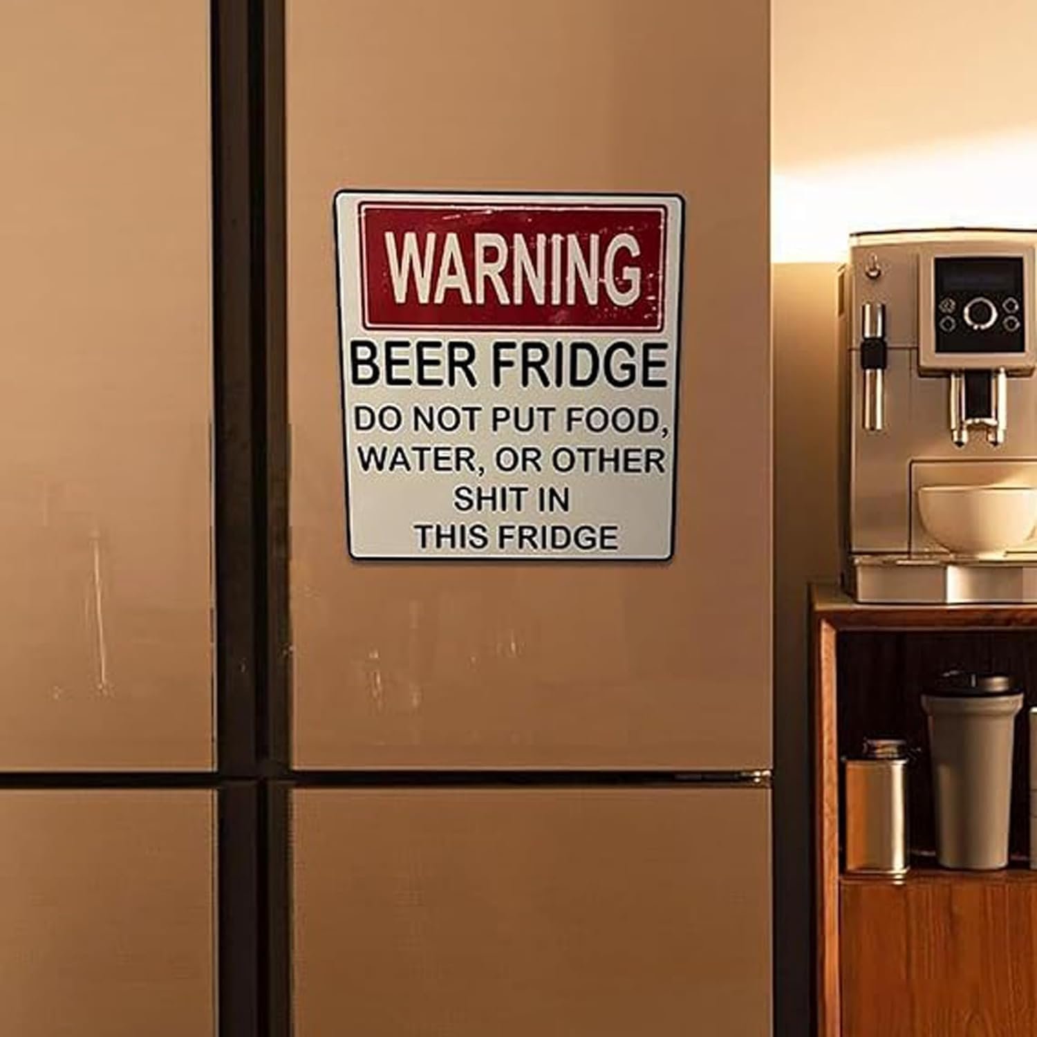 wholesale funny beer fridge stickers warning beer fridge magnet hilarious beer fridge warning sign beer stickers magnet do not put food, water, or other shit in this fridge for home bar decorations (1pcs) factory & supplier oem