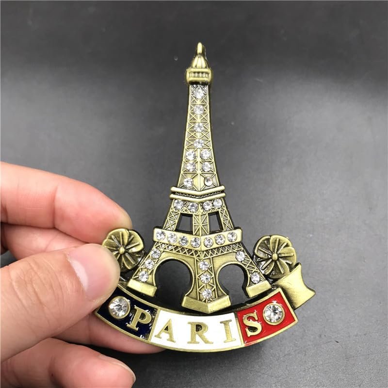 wholesale 3d metal eiffel tower paris magnet, silver, 1 count, 1 inch x 1 inch x 0.2 inch, classical, vintage, refrigerator magnet factory & supplier oem