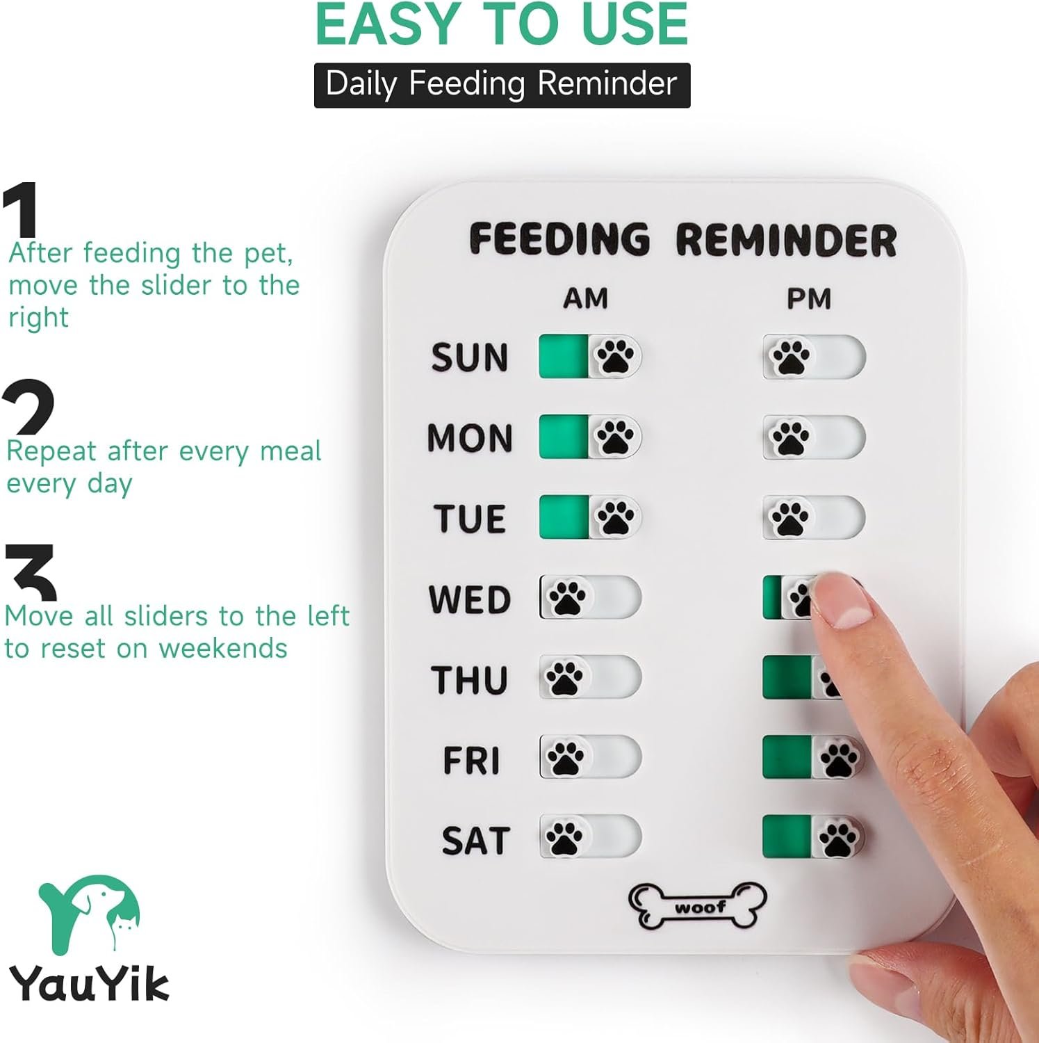 wholesale yauyik dog feeding reminder, magnetic reminder sticker, am/pm daily indication chart feed your pets, fridge magnets and double sided tape, helps you to track pet feeding & medication (white) factory & supplier oem