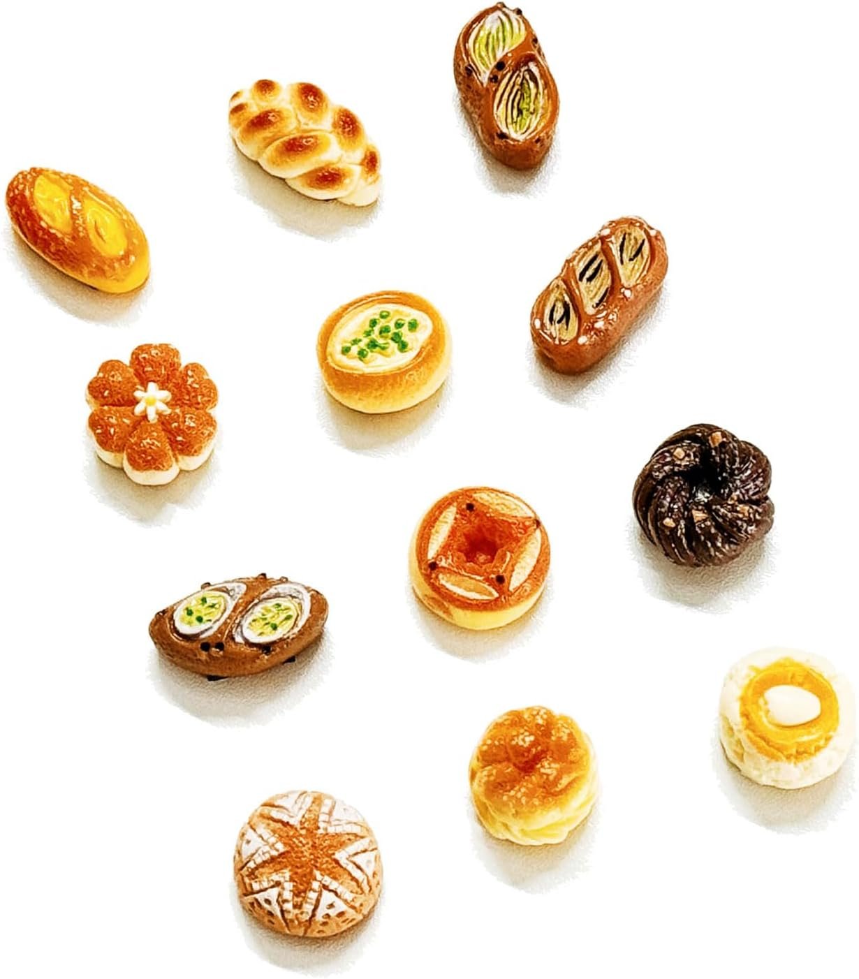 wholesale 24pcs mini bread fridge magnets, fun 3d resin decorative refrigerator magnets, funny small food magnets for fridge, cute colorful decoration, for whiteboard fridge lockers kitchen office home factory & supplier oem
