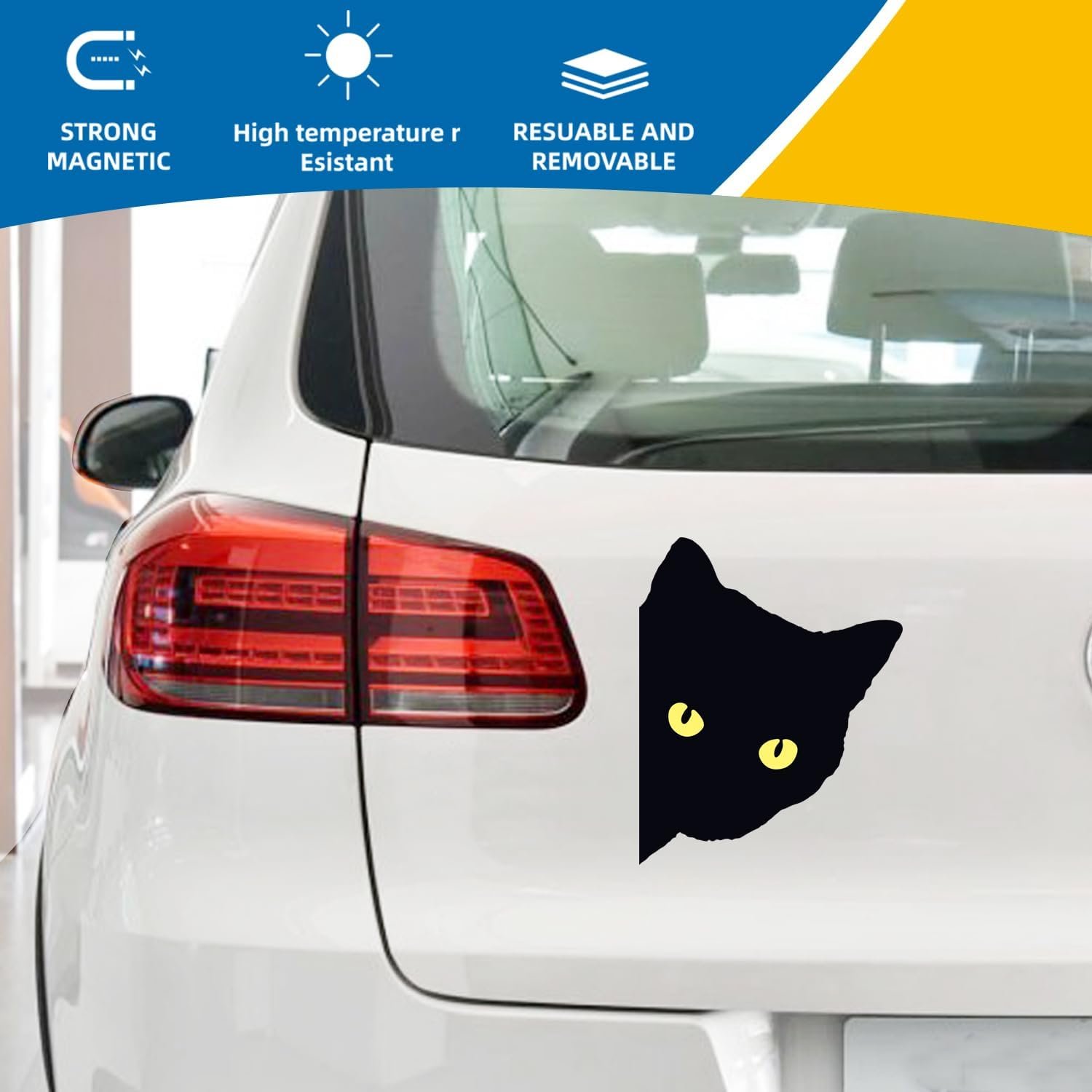 wholesale cat peeking car stickers cat watching magnet vinyl reflective decals waterproof funny for car bumper motorcycle (black -1pcs) factory & supplier oem