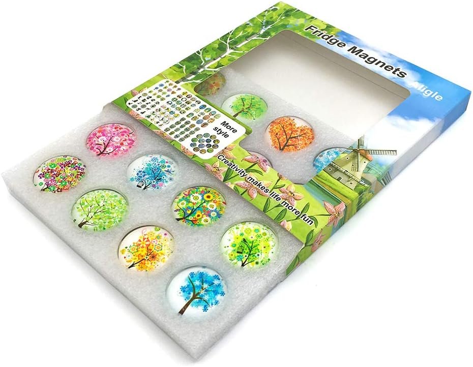 wholesale aligle 16pcs beautiful glass refrigerator magnets fridge stickers funny for office cabinets whiteboards decorative photo abstract (tree of life) factory & supplier oem