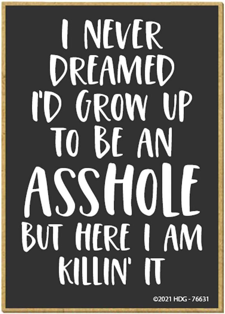 wholesale honey dew gifts, i never dreamed i’d grow up to be an asshole, wooden refrigerator magnets, funny fridge magnet, 2.5 inch by 3.5 inch, 76631 factory & supplier oem